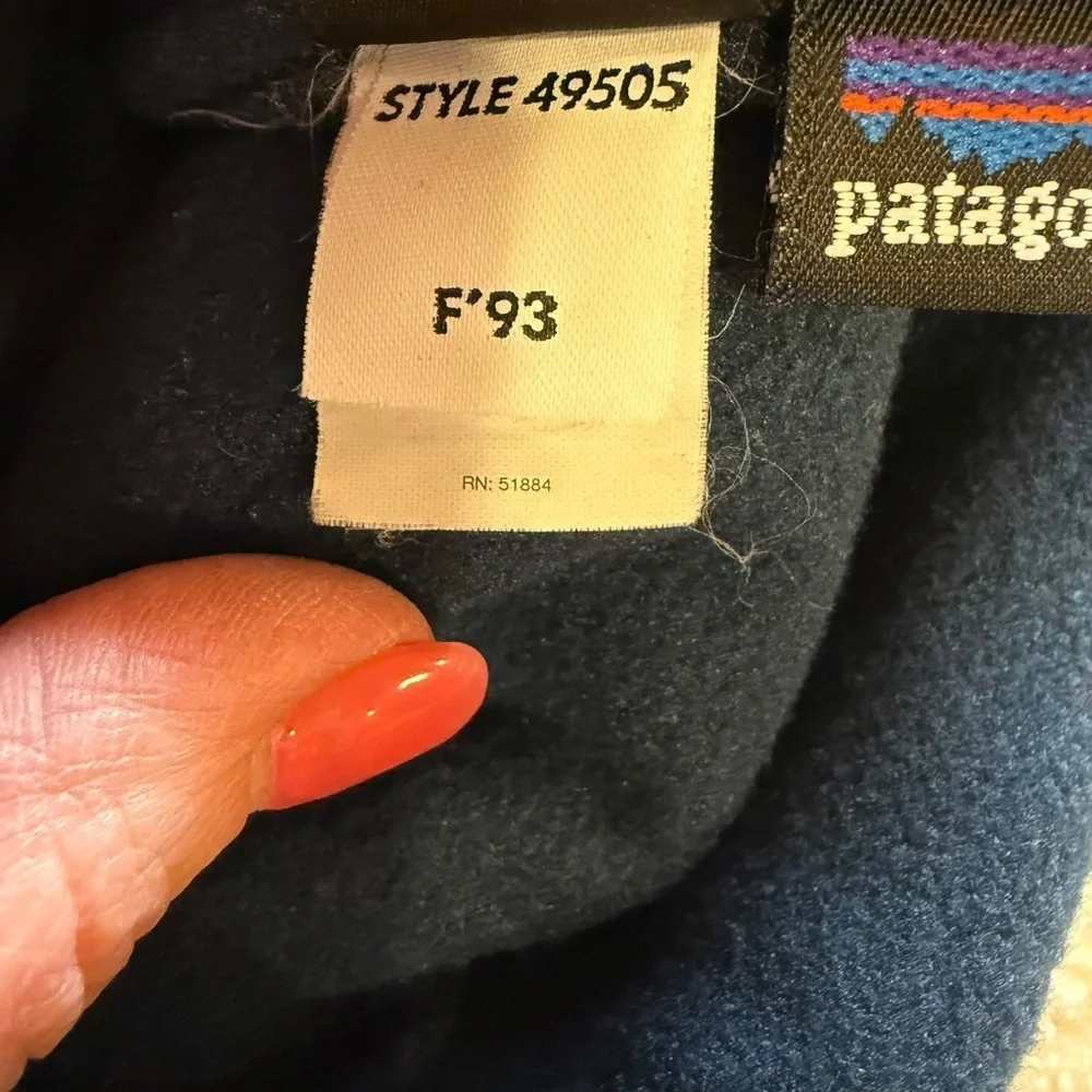 Vintage 90’s Patagonia Red and Blue Knit Hat with Pom-Pom